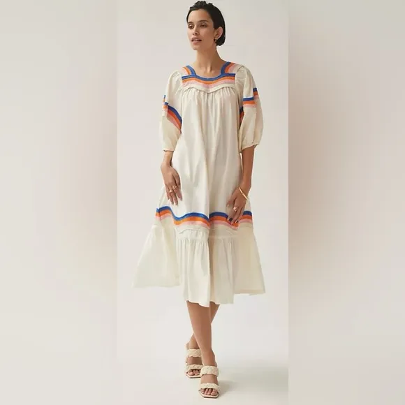 NWOT Corey Lynn Calter Anthro ResortWear Boho Prairie Style Midi Dress