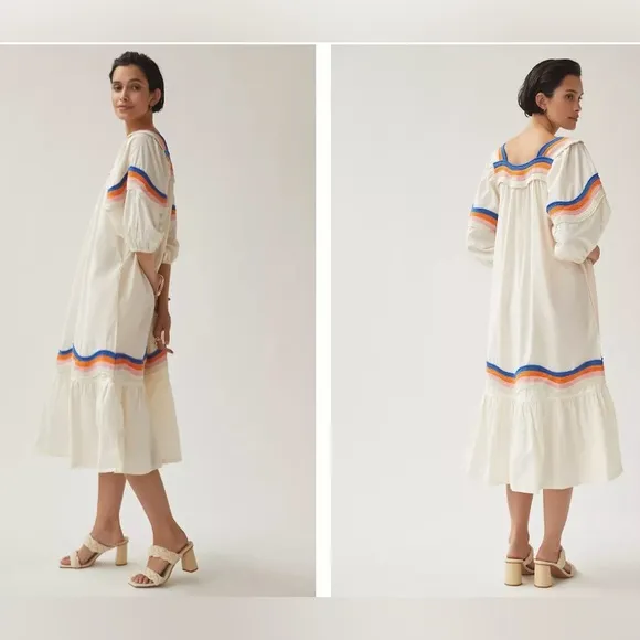NWOT Corey Lynn Calter Anthro ResortWear Boho Prairie Style Midi Dress
