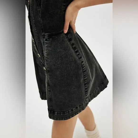 NWOT FREE PEOPLE  Gimme More Mini Dress - Gray Skies Wash size S