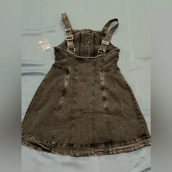 NWOT FREE PEOPLE  Gimme More Mini Dress - Gray Skies Wash size S