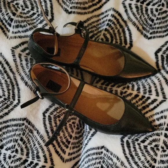 NWOT Frye Black Leather Slingback Mary Jane Flats