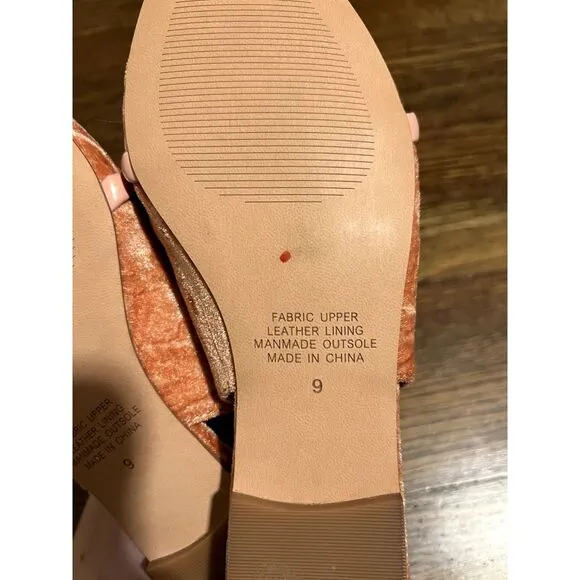 NWOT Intentionally Blank Velvet Slingback Pointed Flats Pink Women's Size 9