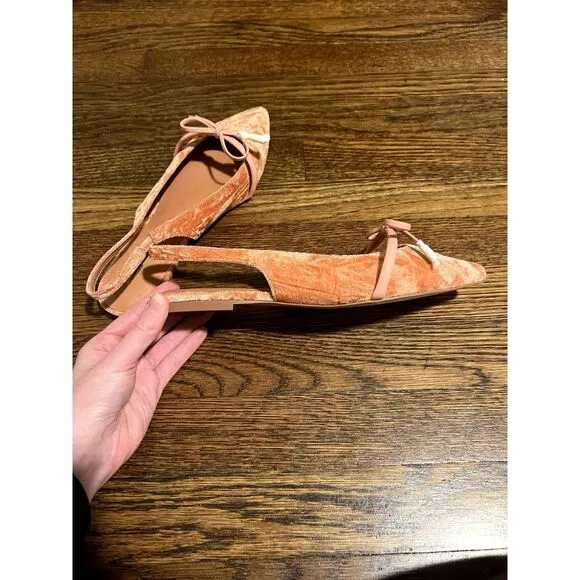NWOT Intentionally Blank Velvet Slingback Pointed Flats Pink Women's Size 9