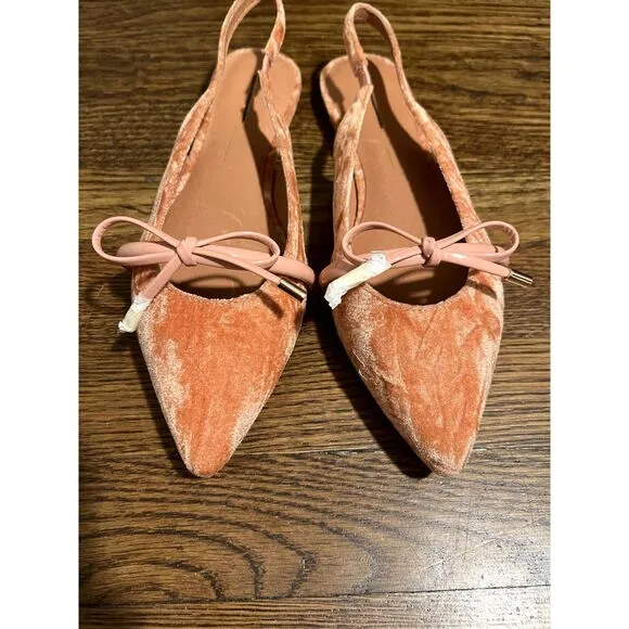 NWOT Intentionally Blank Velvet Slingback Pointed Flats Pink Women's Size 9
