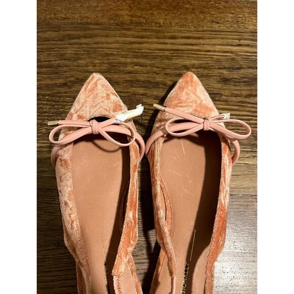 NWOT Intentionally Blank Velvet Slingback Pointed Flats Pink Women's Size 9