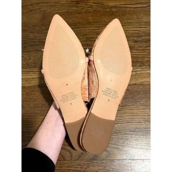 NWOT Intentionally Blank Velvet Slingback Pointed Flats Pink Women's Size 9