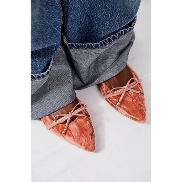 NWOT Intentionally Blank Velvet Slingback Pointed Flats Pink Women's Size 9