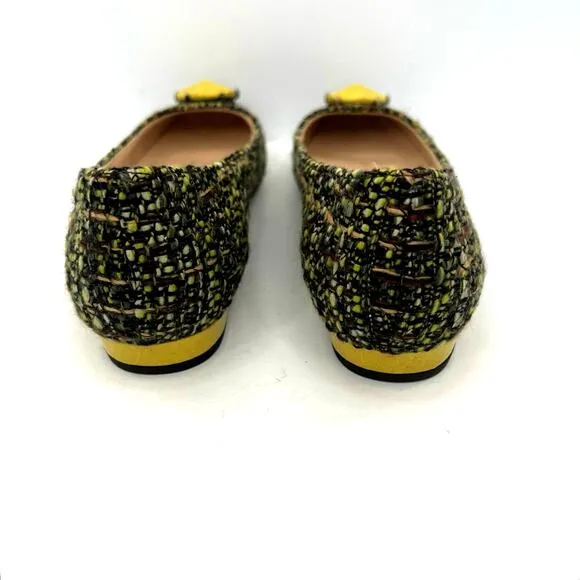 NWOT Kate Spade tweed coin women’s square toe flats shoes.