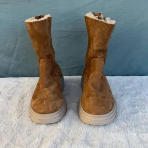 NWOT PAUL GREEN Palmer BOOTS Women Size 8.5M Lug Platform Shearling Lined Brown