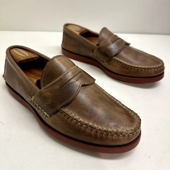 NWOT Rancourt &amp; Co. Pinch Penny Loafer Moc Brown Handsewn in USA 8 Wide EE