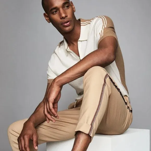 NWOT! REISS Side Stripe Salmon Casual Trousers