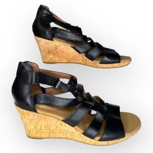 NWOT Rockport Womens Strappy Cork Wedge Heel Briah Gladiator Sandal Black Size 8