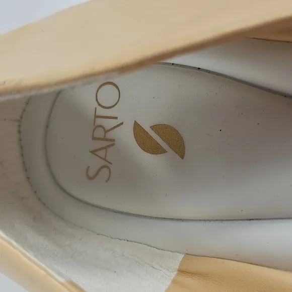 NWOT Sarto Flexa Amaya Ballet Flats Slip-On Square Toe Leather Italy Beige 10