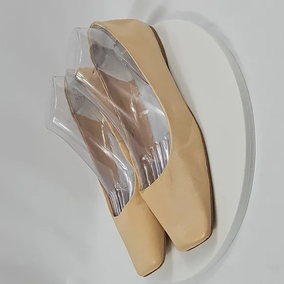 NWOT Sarto Flexa Amaya Ballet Flats Slip-On Square Toe Leather Italy Beige 10