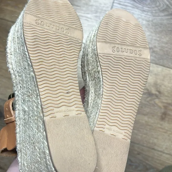 NWOT Soludos Minorca Brown Leather Espadrille Platform Sandals Size 7
