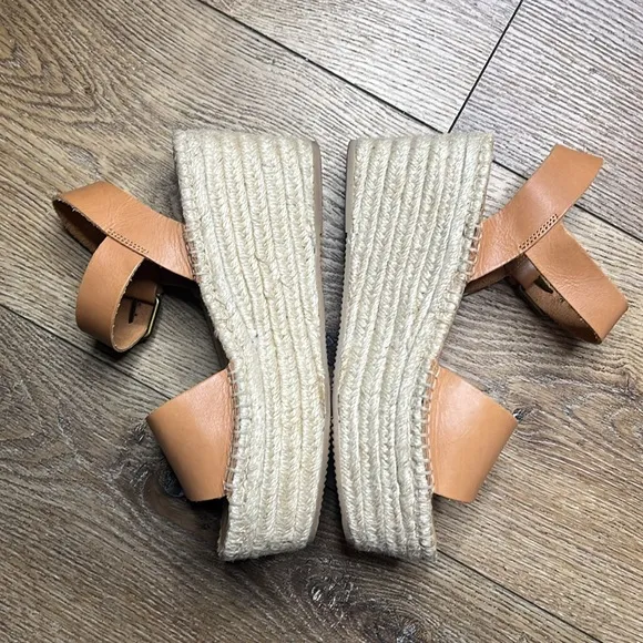 NWOT Soludos Minorca Brown Leather Espadrille Platform Sandals Size 7