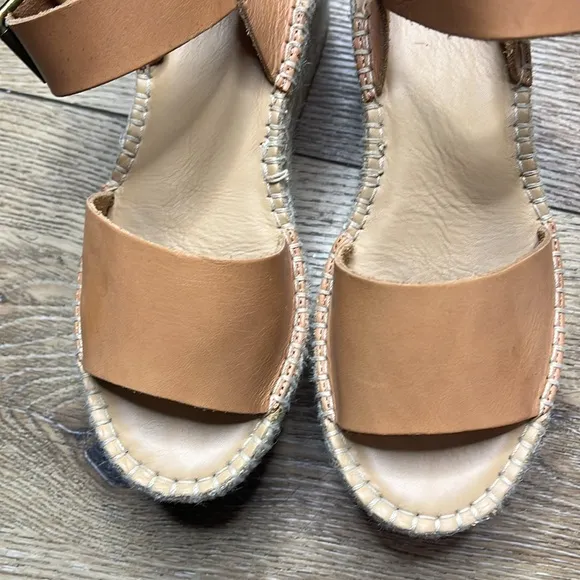 NWOT Soludos Minorca Brown Leather Espadrille Platform Sandals Size 7