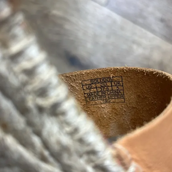 NWOT Soludos Minorca Brown Leather Espadrille Platform Sandals Size 7