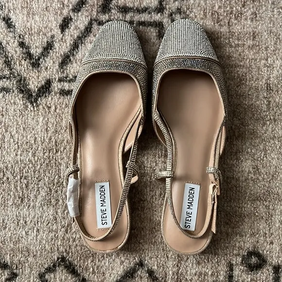 💫NWOT - STEVE MADDEN Women's Belinda-R Embellished Slingback Flats Size 9M