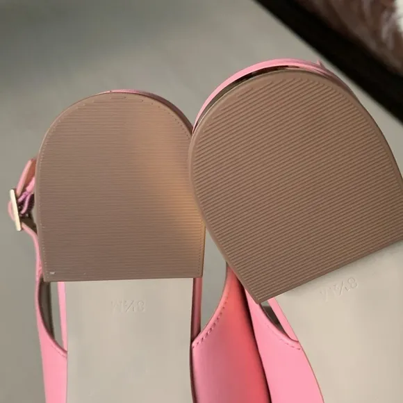 NWOT Talbots Jackie Kennedy Style Pink Bow Leather Slingback Flats size 8.5 M