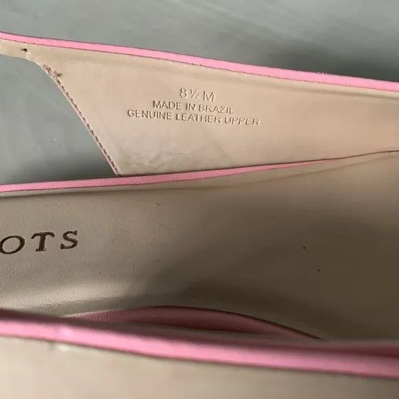 NWOT Talbots Jackie Kennedy Style Pink Bow Leather Slingback Flats size 8.5 M