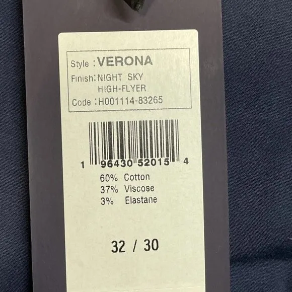NWT 34 Heritage Men's Pants Verona Slim Leg Chino Size 32x30 Navy