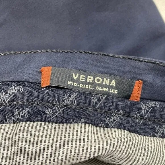 NWT 34 Heritage Men's Pants Verona Slim Leg Chino Size 32x30 Navy