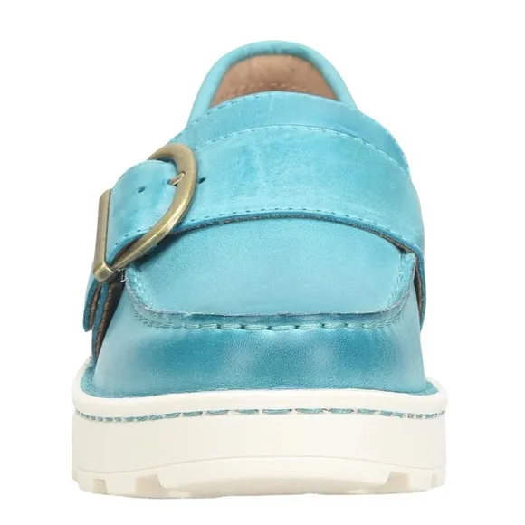 NWT &amp; NWOB $135 Born Contessa Turquoise Leather Platform  Loafers