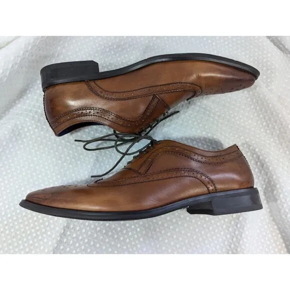 NWT! BAR III! GENUINE LEATHER ROYALE DARK TAN OXFORD LACE-UP MENS SHOES! SZ 8.5M