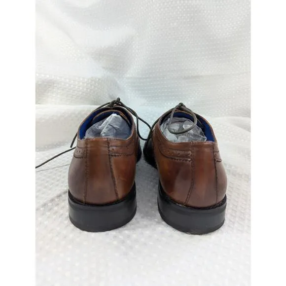 NWT! BAR III! GENUINE LEATHER ROYALE DARK TAN OXFORD LACE-UP MENS SHOES! SZ 8.5M