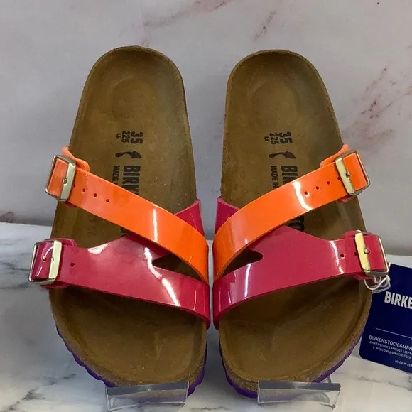 NWT Birkenstock Women's Pink and Orange Sandals Size 5