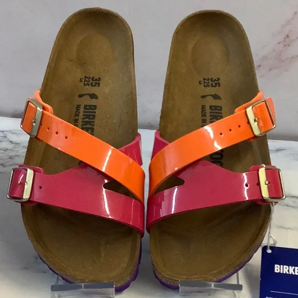 NWT Birkenstock Women's Pink and Orange Sandals Size 5