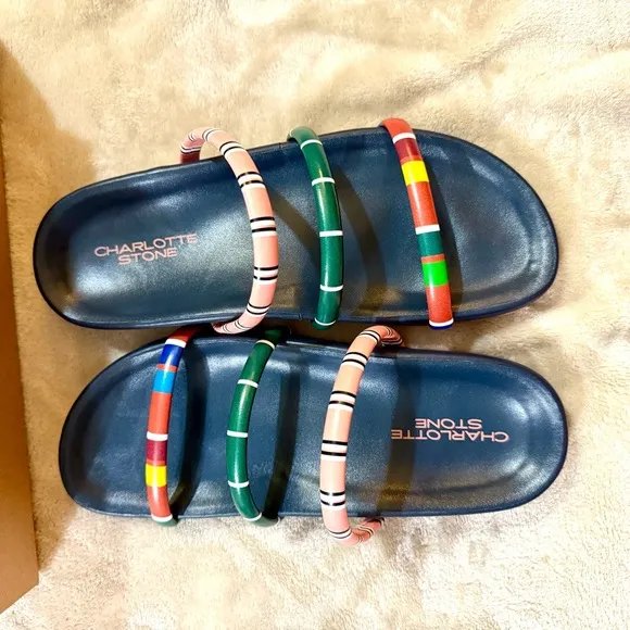 NWT Charlotte Stone Dolly Strappy Slide Sandals