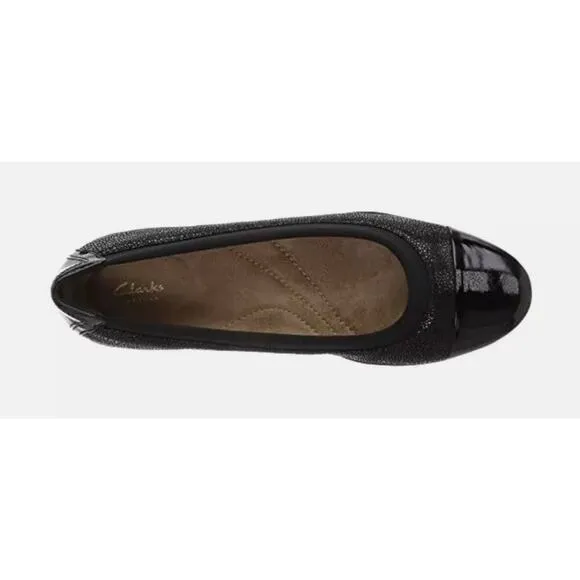 NWT Clarks Unstructured Neenah Garden Flat Shoes ballet black sz 6