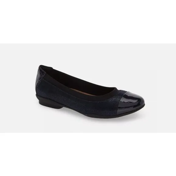 NWT Clarks Unstructured Neenah Garden Flat Shoes ballet black sz 6