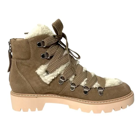NWT DOLCE VITA Pacen Faux Shearling Trim Suede Ankle Boots 6.5