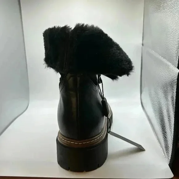 NWT🇮🇹 Fabianelli Black  Leather Suede Shearling Boots 40EU 9US Made In Italy