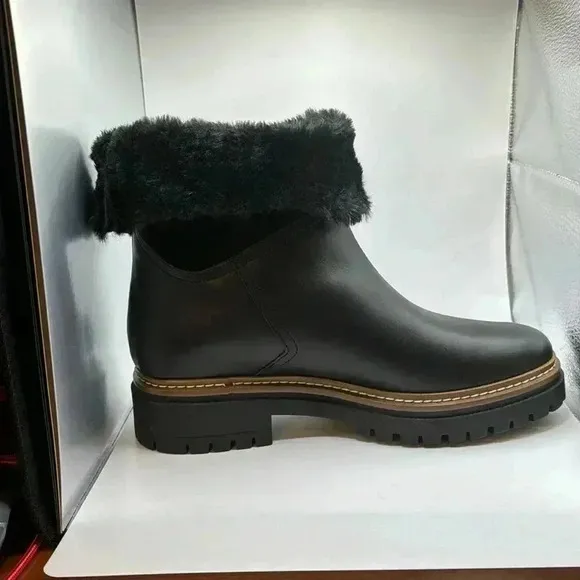 NWT🇮🇹 Fabianelli Black  Leather Suede Shearling Boots 40EU 9US Made In Italy