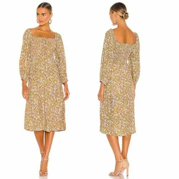 NWT Faithfull The Brand La Romarine La Medina Paisley Midi Dress Multicolor