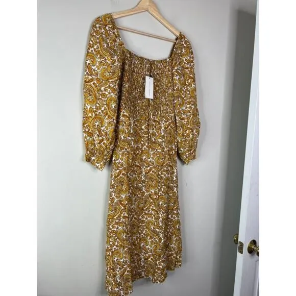 NWT Faithfull The Brand La Romarine La Medina Paisley Midi Dress Multicolor