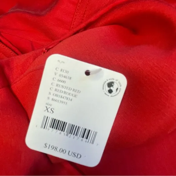 NWT Free People Elsie Red Midi Dress w Deep Pockets Size XS