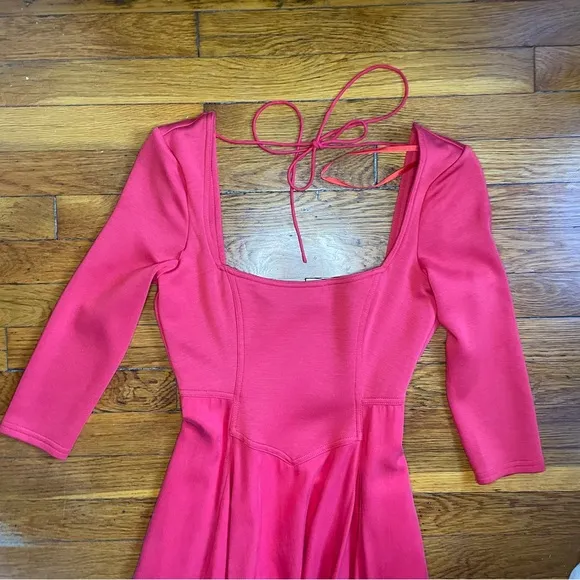 NWT Free People Elsie Red Midi Dress w Deep Pockets Size XS