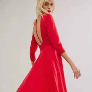 NWT Free People Elsie Red Midi Dress w Deep Pockets Size XS