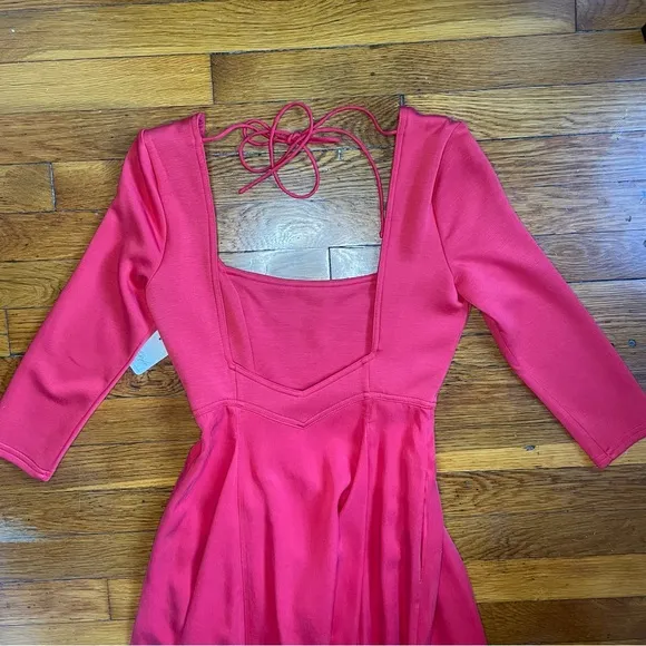 NWT Free People Elsie Red Midi Dress w Deep Pockets Size XS