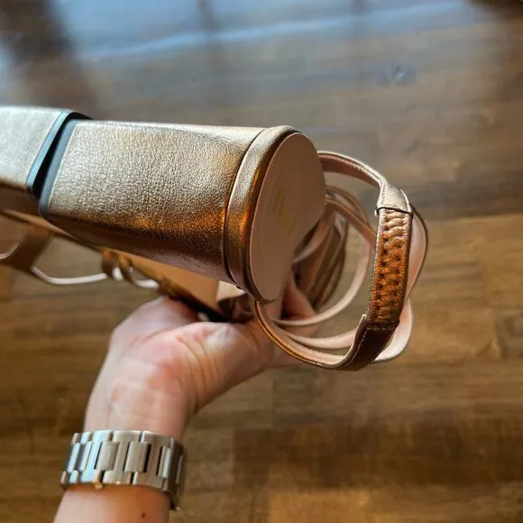 NWT INEZ Naomi in Soft Bronze Sz 9 Copper Metallic Strappy Sandal Heel Chic Sexy
