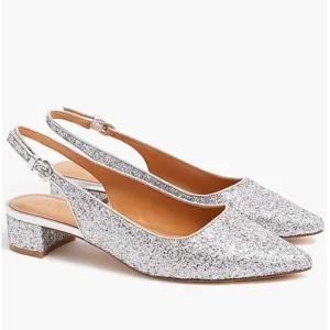 NWT J.Crew Factory Glitter slingback flats
