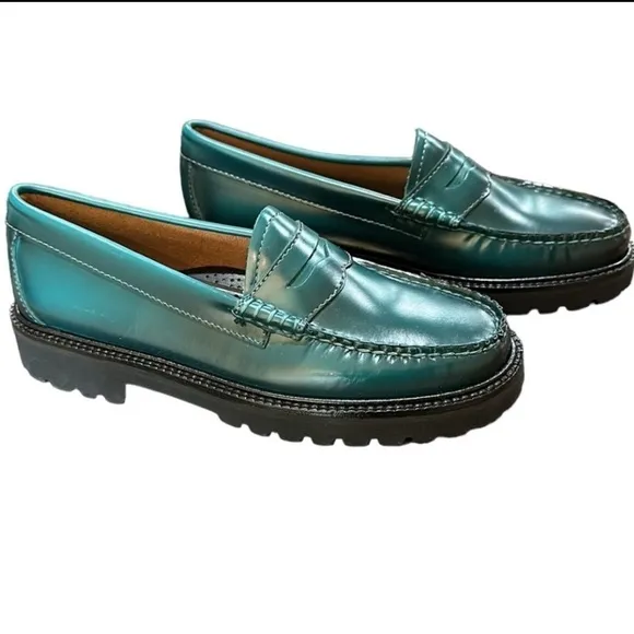 NWT JH Bass Whitney Candy Lug Weejun Loafer Flats Deep Teal Womens Sz 6 IN BOX