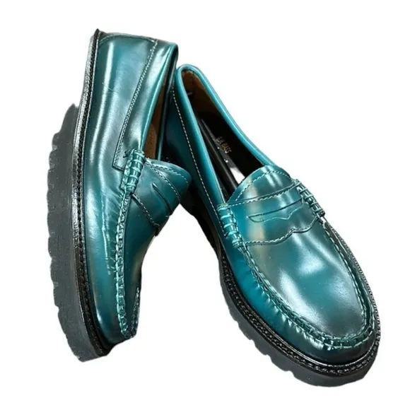 NWT JH Bass Whitney Candy Lug Weejun Loafer Flats Deep Teal Womens Sz 6 IN BOX