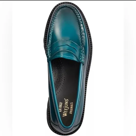 NWT JH Bass Whitney Candy Lug Weejun Loafer Flats Deep Teal Womens Sz 6 IN BOX
