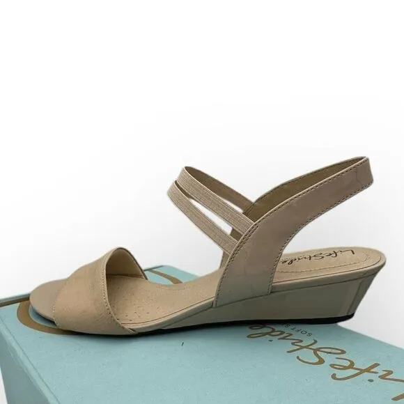 NWT LifeStride Womens Yolo Soft System Wedge Sandals Tender Taupe Size 11M